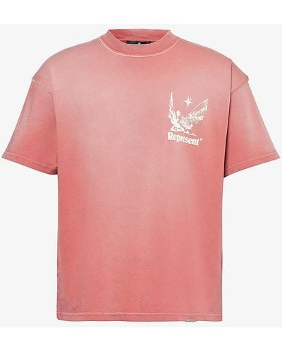 Represent Sos Graphic-print Cotton-jersey T-shirt - Pink