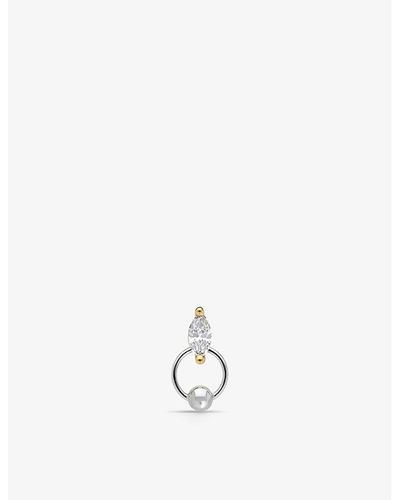 Delfina Delettrez Two In One 18ct Yellow-gold And 0.08ct Marquise Diamond Stud Earring - White