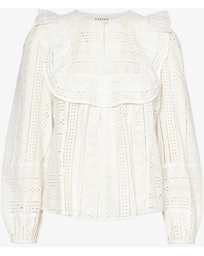 Aspiga Rochelle Broderie-pattern Cotton Blouse - White