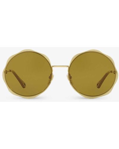 Chloé Ch0202s Metal Round Frame Sunglasses - Metallic