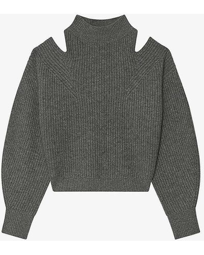 IRO Kimiko Cut-out Wool And Cashmere-blend Jumper - Grey