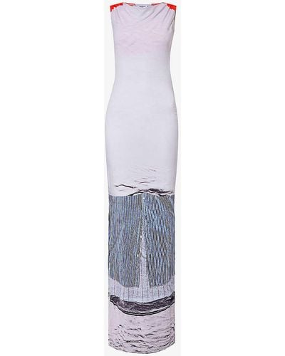 Miaou Selena Abstract-pattern Stretch-woven Maxi Dres - White