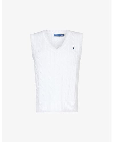 Polo Ralph Lauren Logo-embroidered V-neck Cotton Knitted Vest - White