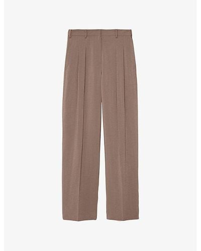 JOSEPH Tarn Tapered-leg High-rise Silk-blend Pants - Brown