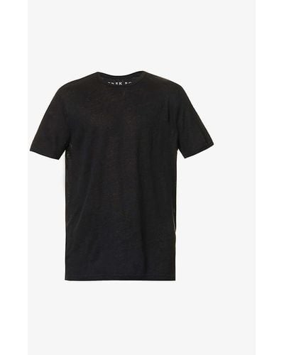 Derek Rose Jordan Crewneck Linen T-shirt - Black