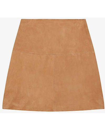 Ted Baker Chiyo High-rise A-line Suede Mini Skirt - Natural