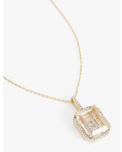 Mateo Secret B 14ct Yellow-gold, 0.28ct Diamond And Quartz Pendant Necklace - White