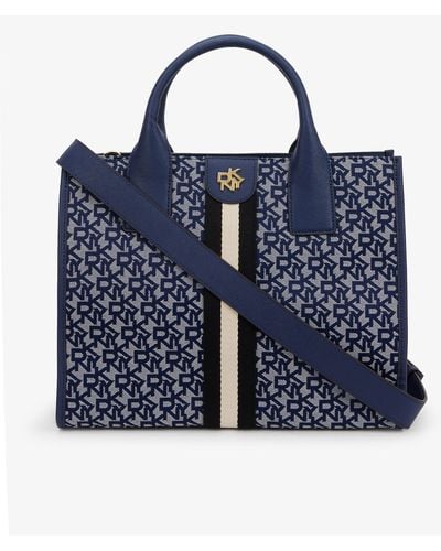 DKNY Carol Monogram-print Medium Woven Tote Bag - Blue