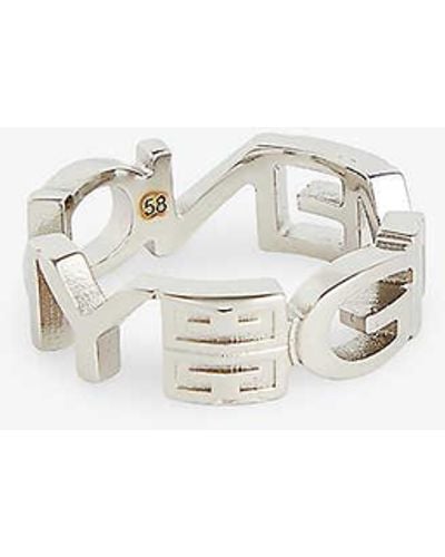 Givenchy Letters Silver-tone Brass Band Ring - White
