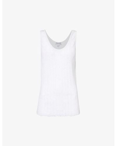 Alaïa Pleated Sleeveless Knitted Top - White
