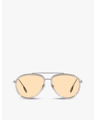 Burberry Be3125 Oliver Pilot-frame Metal Sunglasses - Natural