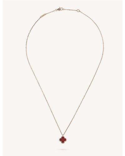 Van Cleef & Arpels Sweet Alhambra Gold And Carnelian Necklace - Natural