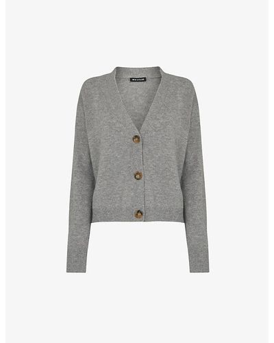 Whistles Long-sleeved Cashmere Cardigan - Gray