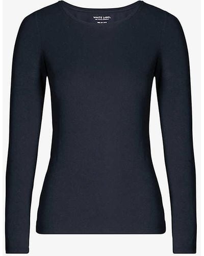 The White Company Essential Long Sleeve Stretch-cotton Top - Blue