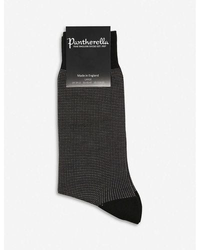 Pantherella Birdseye Wool-blend Socks - Black
