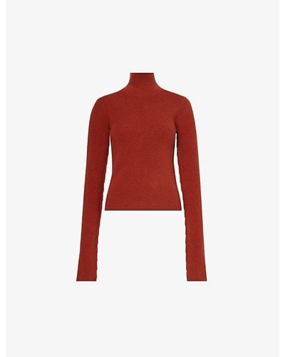 Extreme Cashmere High-neck Slim-fit Stretch-cashmere Blend Sweater - Red