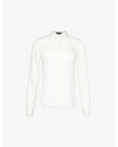 Theory Curved-hem Regular-fit Silk Shirt - White