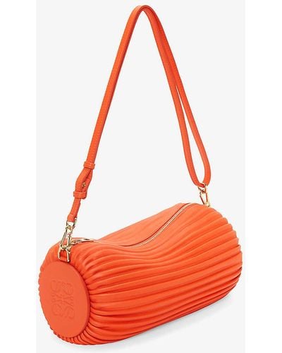 Loewe Bracelet Pouch Leather Clutch Bag - Orange