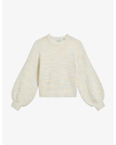 Ted Baker Avalee Knitted Stretch-woven Sweater - White