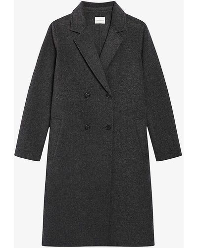 Claudie Pierlot Double-sided Double-breasted Wool-blend Coat - Black