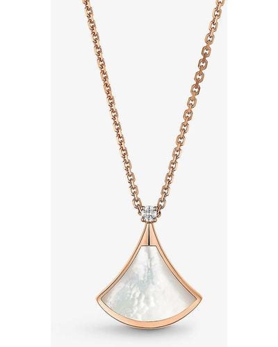 BVLGARI Divas' Dream 18ct Rose-gold, 0.03ct Brilliant-cut Diamond And Mother-of-pearl Pendant Necklace - Metallic