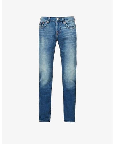 True Religion Ricky Distressed Straight-fit Stretch-denim Jeans - Blue