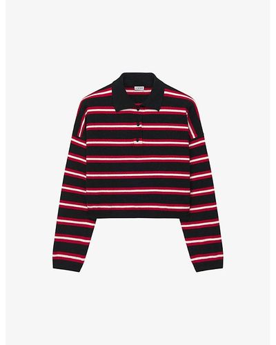 Loewe Striped Relaxed-fit Wool Polo Shirt - Red