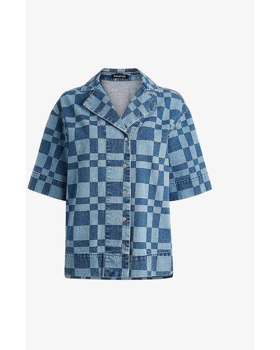 Whistles Billie Checkerboard Denim Shirt - Blue