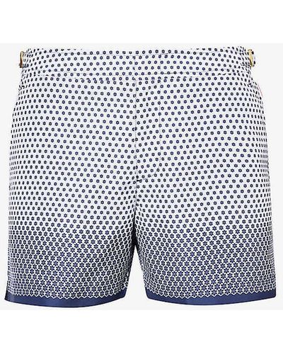 Orlebar Brown Floral-pattern Waist-adjuster Swim Shorts - Blue