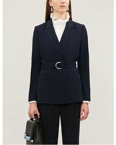 Claudie Pierlot Buckled Regular-fit Crepe Blazer - Blue