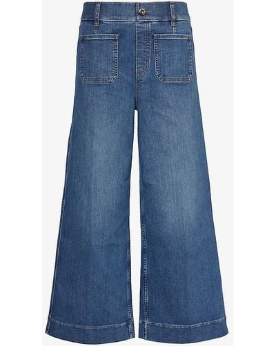 Spanx Wide-leg Mid-rise Stretch-denim Jeans - Blue