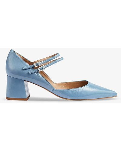 LK Bennett Savannah Double-strap Patent-leather Court Shoes - Blue