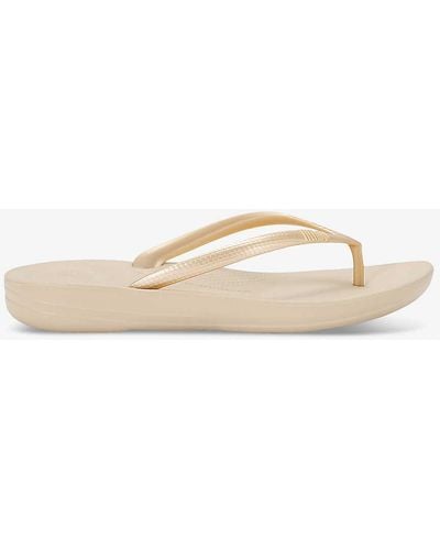 Fitflop Iqushion Branded Rubber Flip Flops - Natural