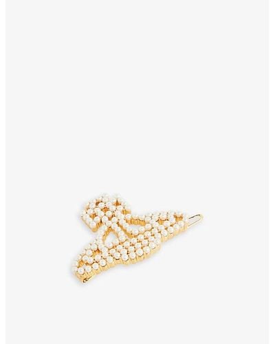 Vivienne Westwood Annalisa Large Brass And Faux-pearl Hair Clip - Metallic