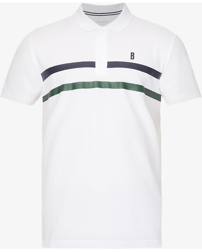 Björn Borg Ace Brand-print Regular-fit Recycled-polyester Polo Shirt - White