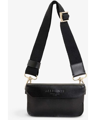 AllSaints Zoe Stud-textured Leather Crossbody Bag - Black