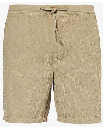 Barbour Drawstring-waist Textured Cotton-poplin Shorts Xx - Natural