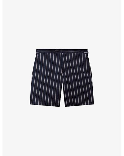 Reiss Lake Stripe-print Slim-fit Stretch-woven Shorts - Blue