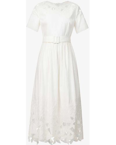 Jonathan Simkhai Jilly Cut-out Belted Linen-blend Shirt Dress - White