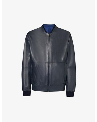 Corneliani Reversible Stand-collar Regular-fit Leather Jacket - Blue
