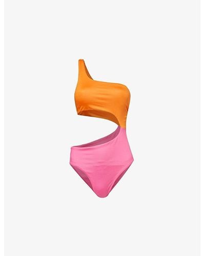 Seafolly Rio Colour-blocked Stretch-recycled Polyester Swimsuit - Pink