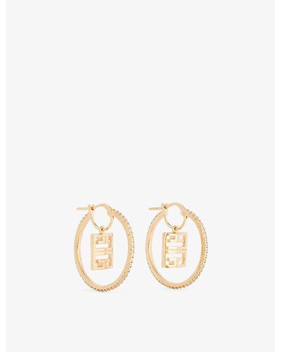 Givenchy Monogram-embellished Brass And Cubic Zirconia Earrings - Natural