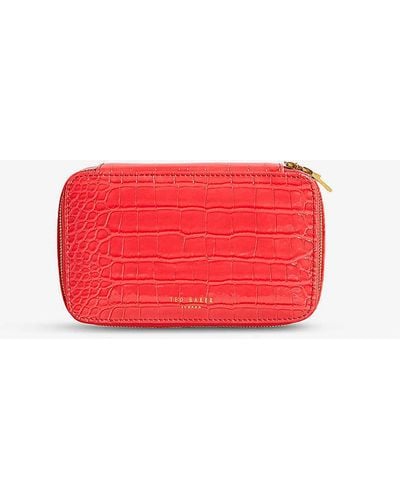Ted Baker Valenna Croc-effect Faux-leather Jewellery Box - Red