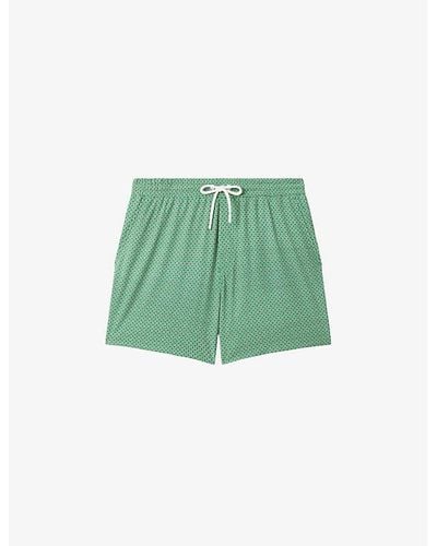 Reiss Shape Geometric-print Recycled-polyester Blend Swimming Shorts - Green