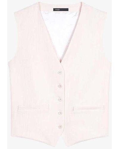 Maje Vivalda V-neck Stretch-woven Waistcoat - Pink