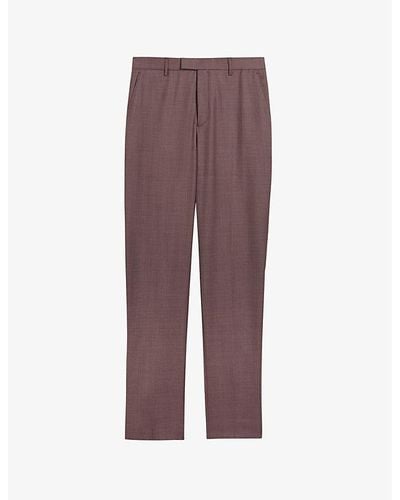 Ted Baker Byront Slim-fit Straight-leg Wool Pants - Purple