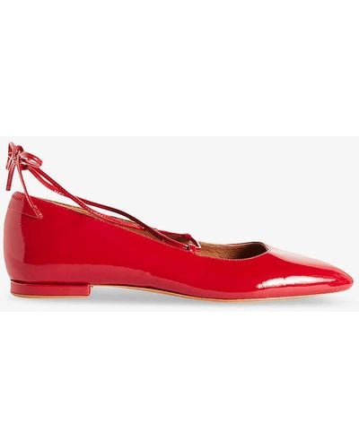 Claudie Pierlot Augustin Pointed-toe Leather Ballet Flats - Red