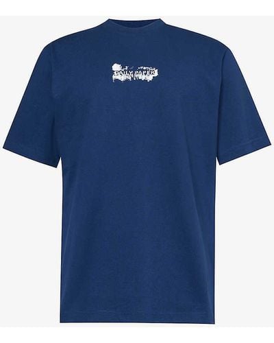 Daily Paper Scratch Logo-pattern Cotton-jersey T-shirt - Blue