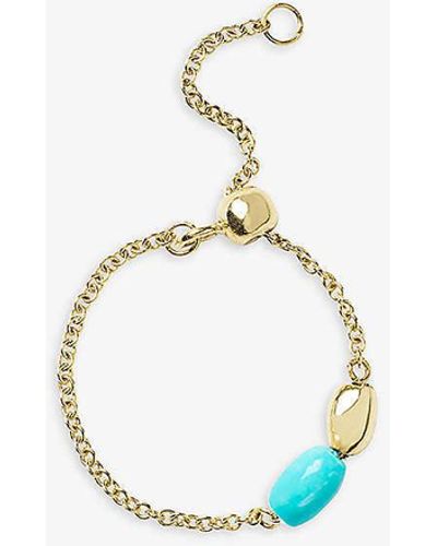 The Alkemistry Turquoise-stone 18ct Gold And Bead Chain Ring - Blue