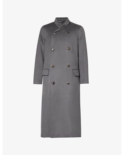 Giorgio Armani Double-breasted Notched-lapel Regular-fit Cashmere Coat - Gray